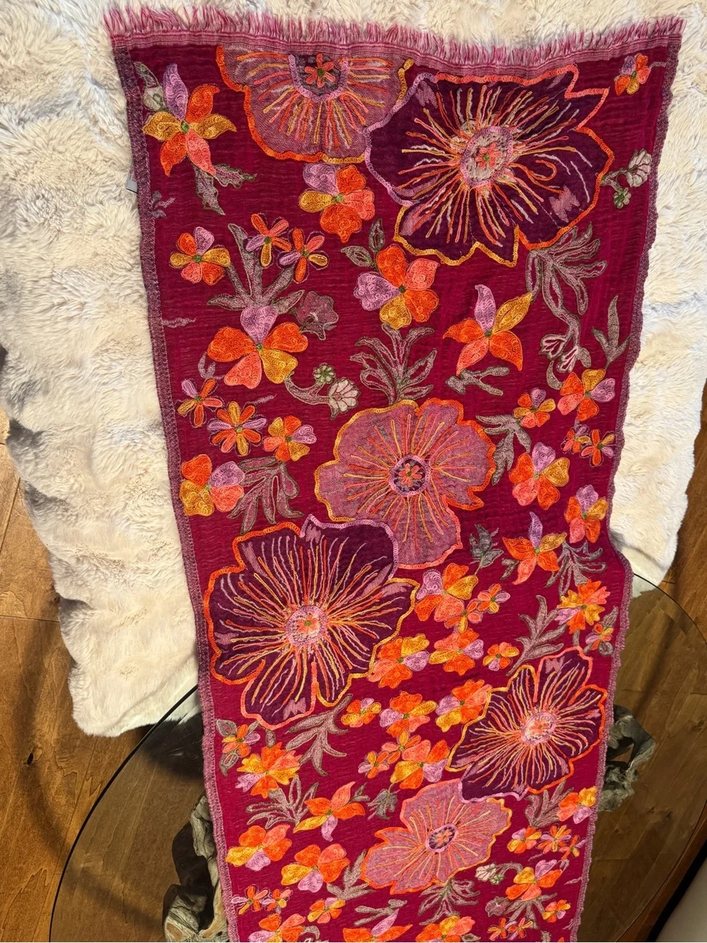 Boho Wool Floral Multi-Use Scarf